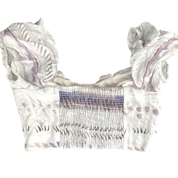 Aritzia Wilfred NWOT Wander Linen Crop Top SMALL Ruffle Vacation - Picture 8 of 11